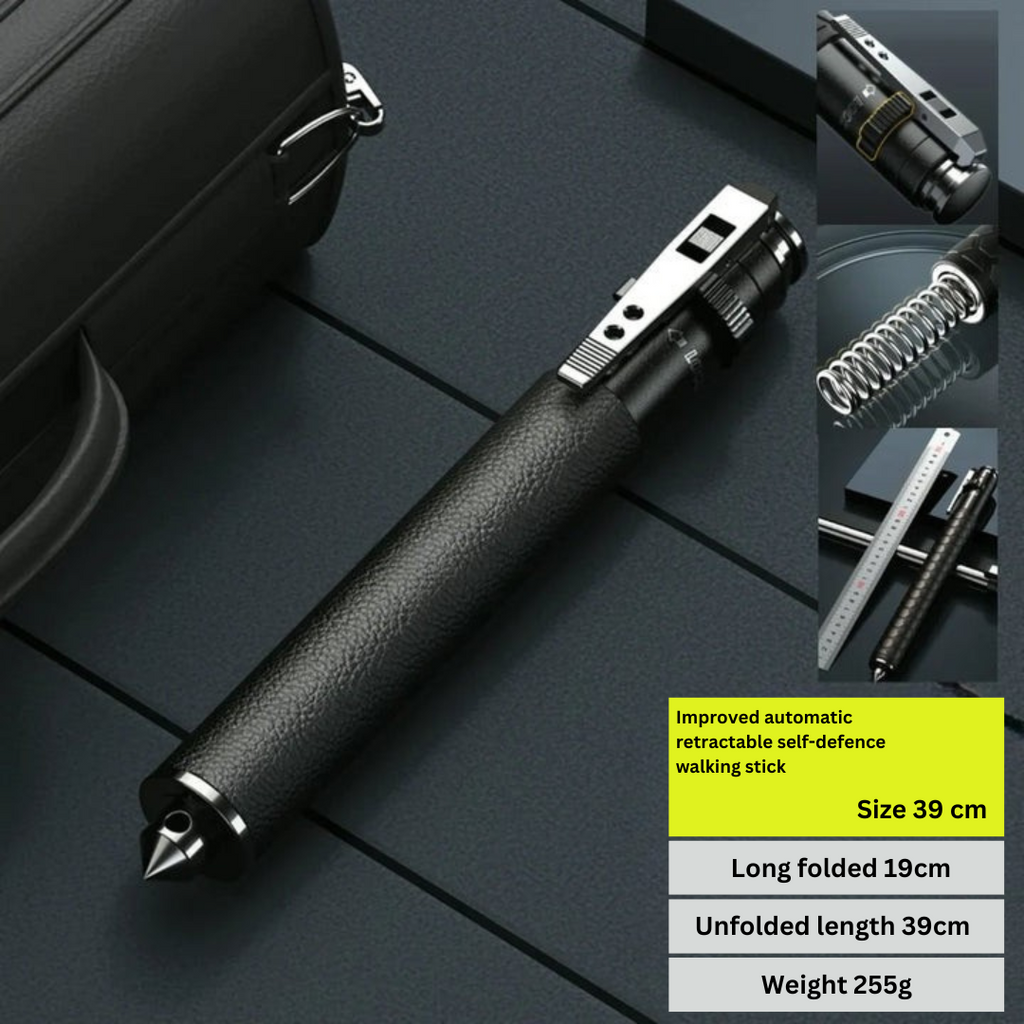 Self-Defense Walking Stick with Non-Slip Grip and Automatic Functions