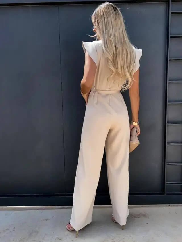 Women's Casual Butterfly Sleeve Jumpsuit | with Tie Belt