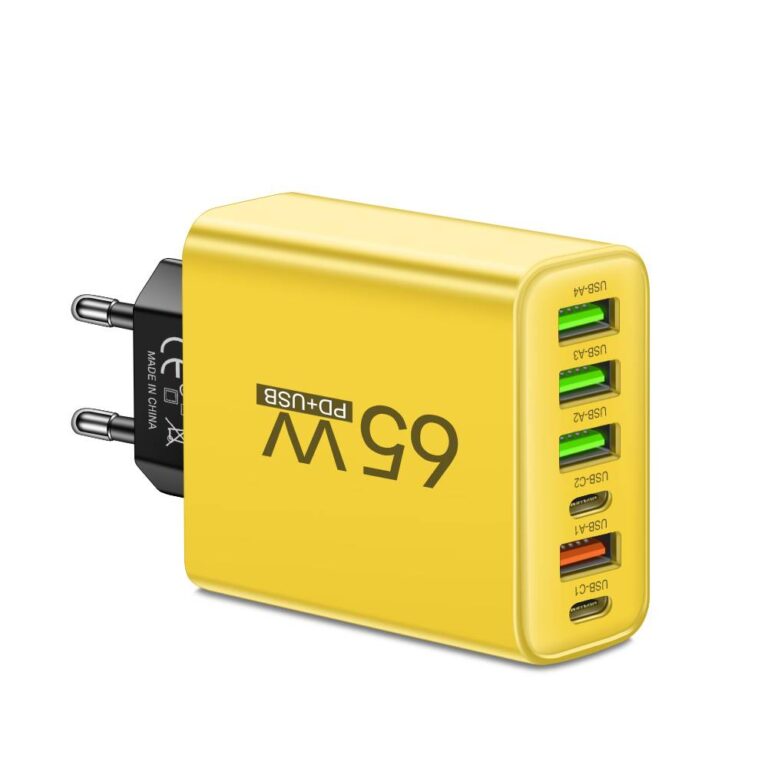 65W 6-in-1 Fast Charger – Simultaneously Charge Up to 6 Devices – Ideal for Home, Office, and Travel
