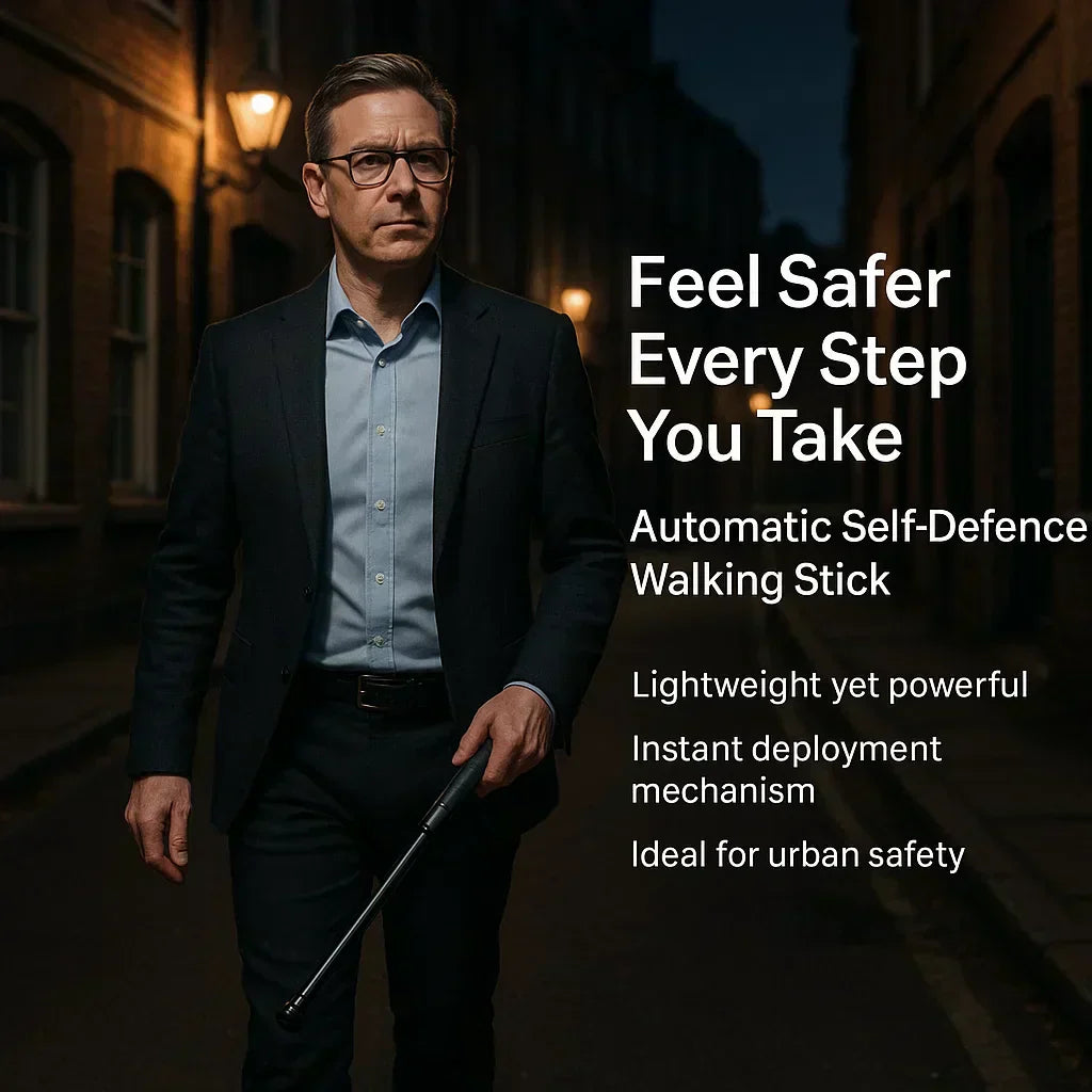 Self-Defense Walking Stick with Non-Slip Grip and Automatic Functions