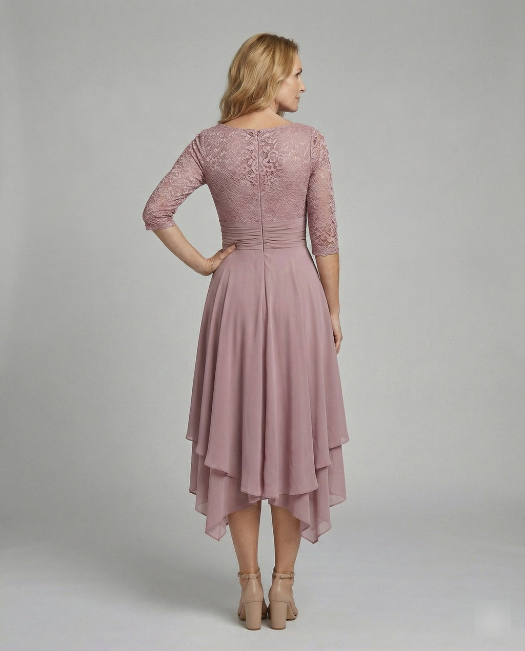 Women's Midi Evening Dress | 3/4 Sleeves