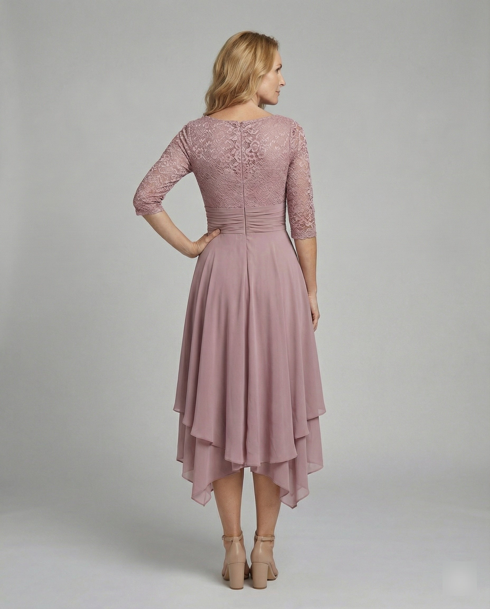 Women's Midi Evening Dress | 3/4 Sleeves
