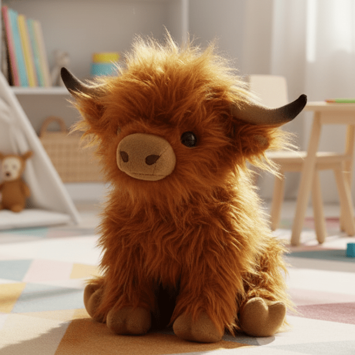Soft Plush Highland Cow – Cute Cuddle Toy for Friends