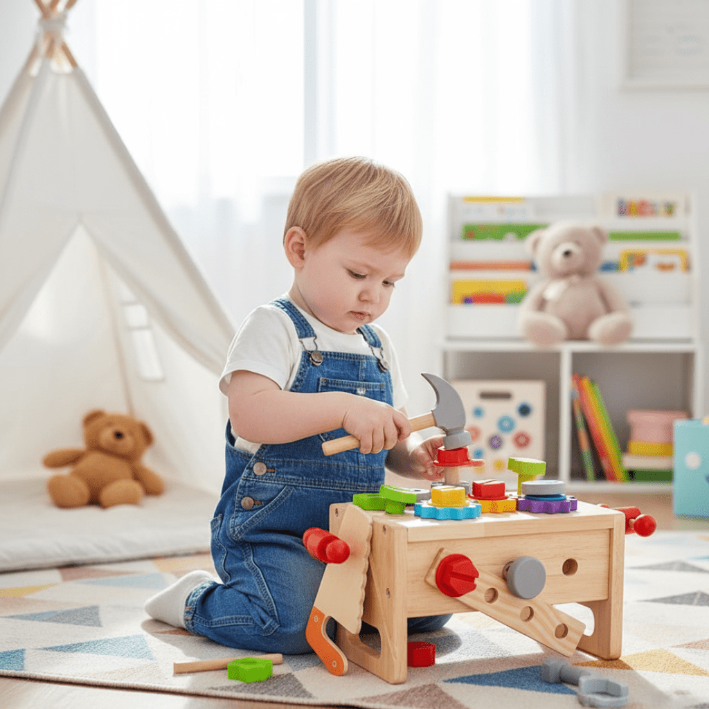 Wooden Toolbox for Kids – Engaging Play to Enhance Motor Skills from 6 Months