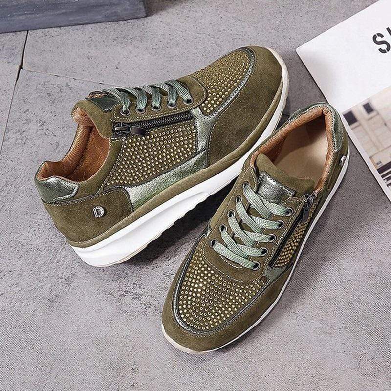 Women's Fashion Platform Sneakers | with Lacing and Zipper