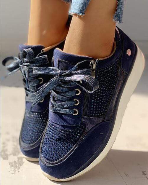Women's Fashion Platform Sneakers | with Lacing and Zipper