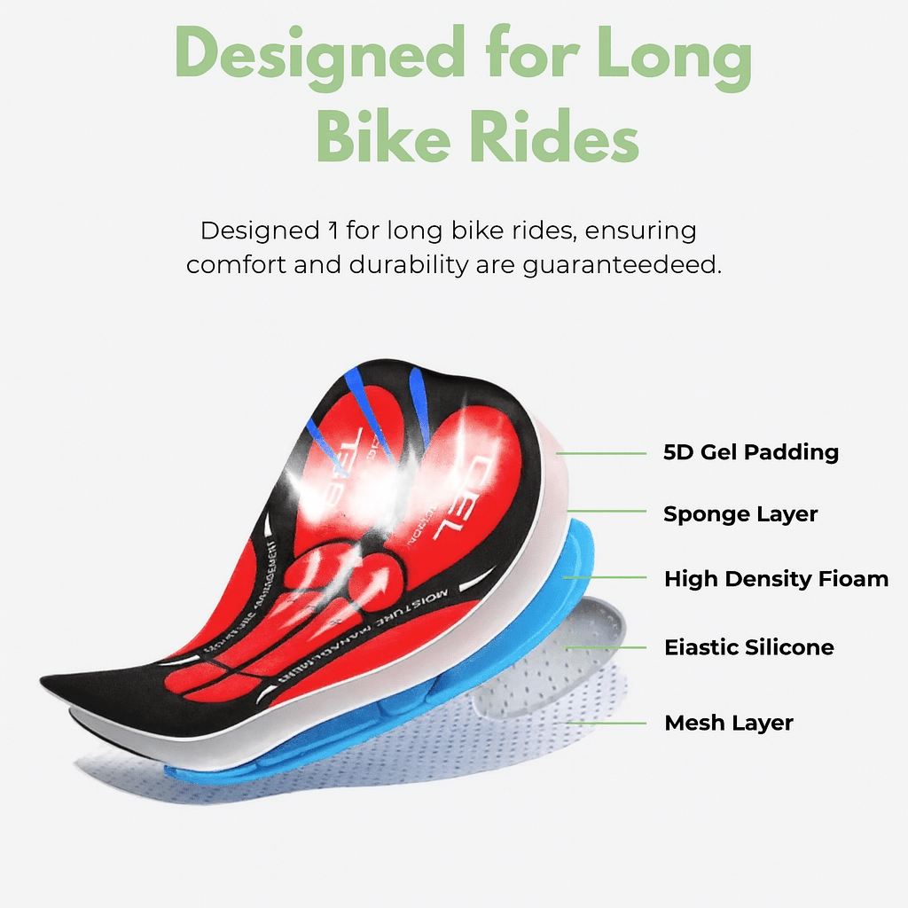 Gel-Padded Cycling Shorts for Comfort and Saddle Pain Relief