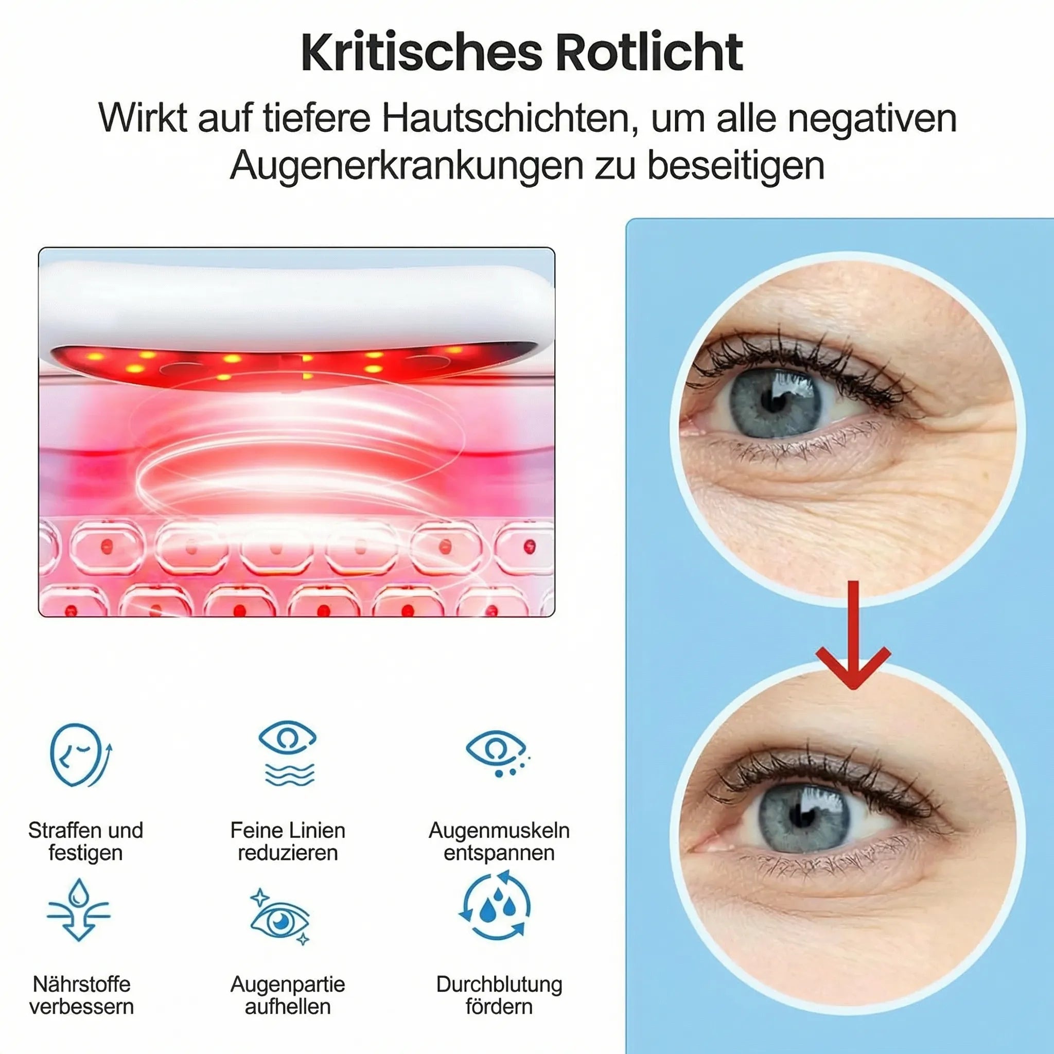 Red Light Therapy Device for Diminishing Dark Circles and Reducing Puffiness