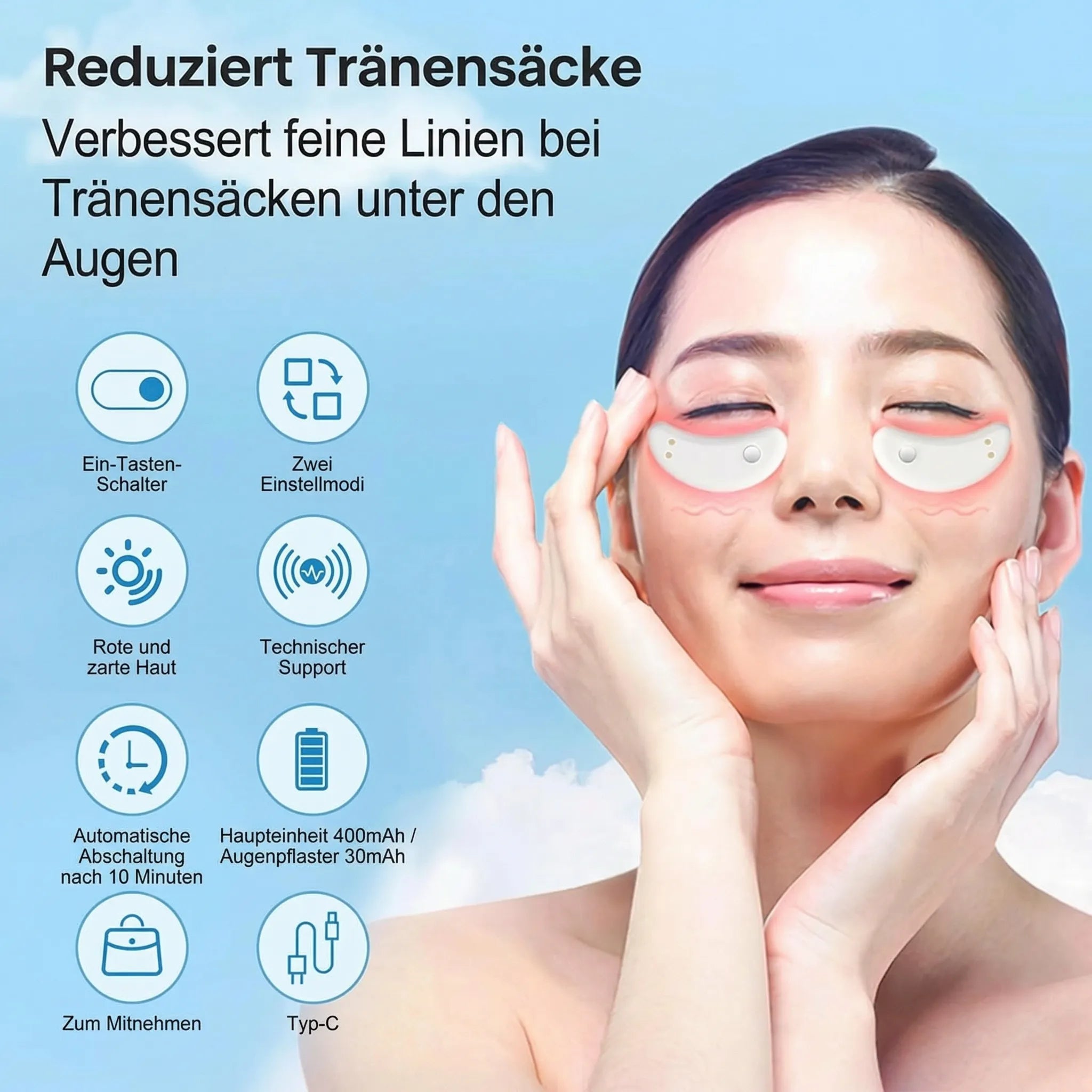 Red Light Therapy Device for Diminishing Dark Circles and Reducing Puffiness