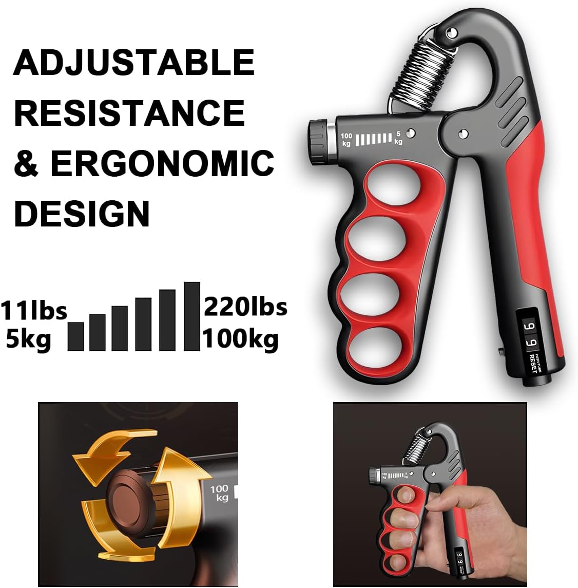 Forearm and Hand Grip Strength Trainer - Supports Up to 100 kg