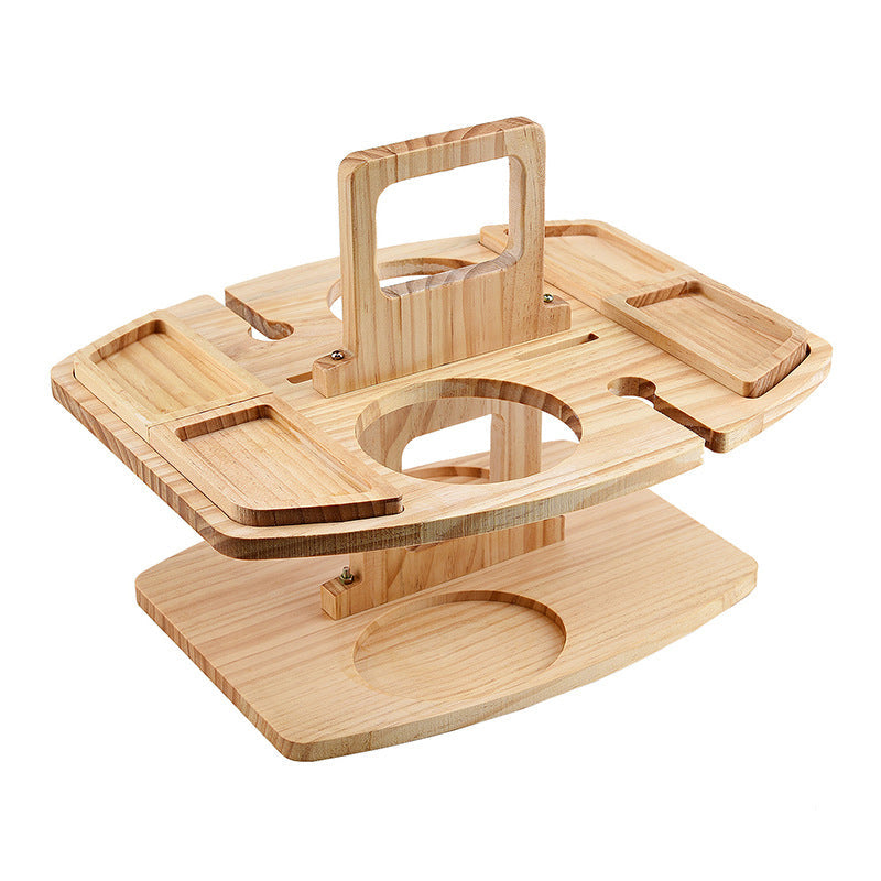 Compact Wooden Picnic Wine Table