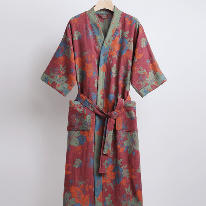 Breathable Comfort Organic Cotton Kimono Bathrobe