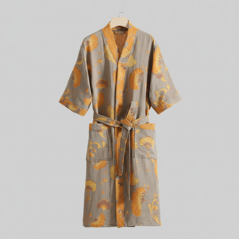 Breathable Comfort Organic Cotton Kimono Bathrobe