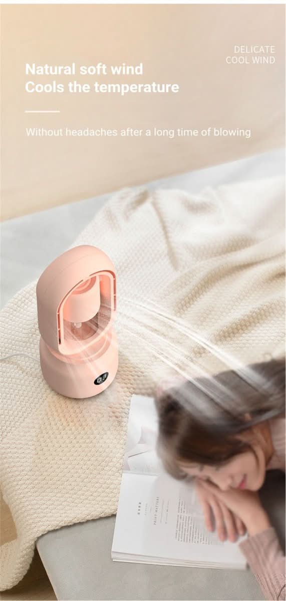 Compact Blade-Free Fan with Humidifier and Night Light for Ultimate Comfort