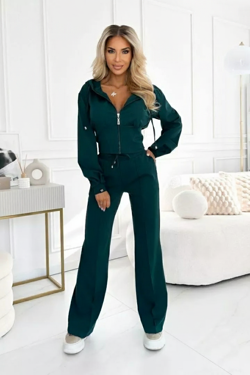 Women's 2-Piece Jogging Suit | Wide Leg Pants and Short Hoodie