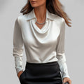 Women's Waterfall Neck Blouse | Long Sleeves