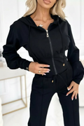 Women's 2-Piece Jogging Suit | Wide Leg Pants and Short Hoodie