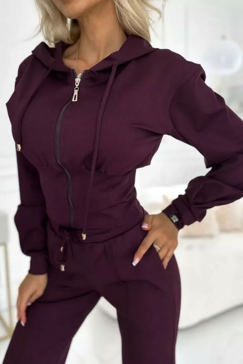 Women's 2-Piece Jogging Suit | Wide Leg Pants and Short Hoodie