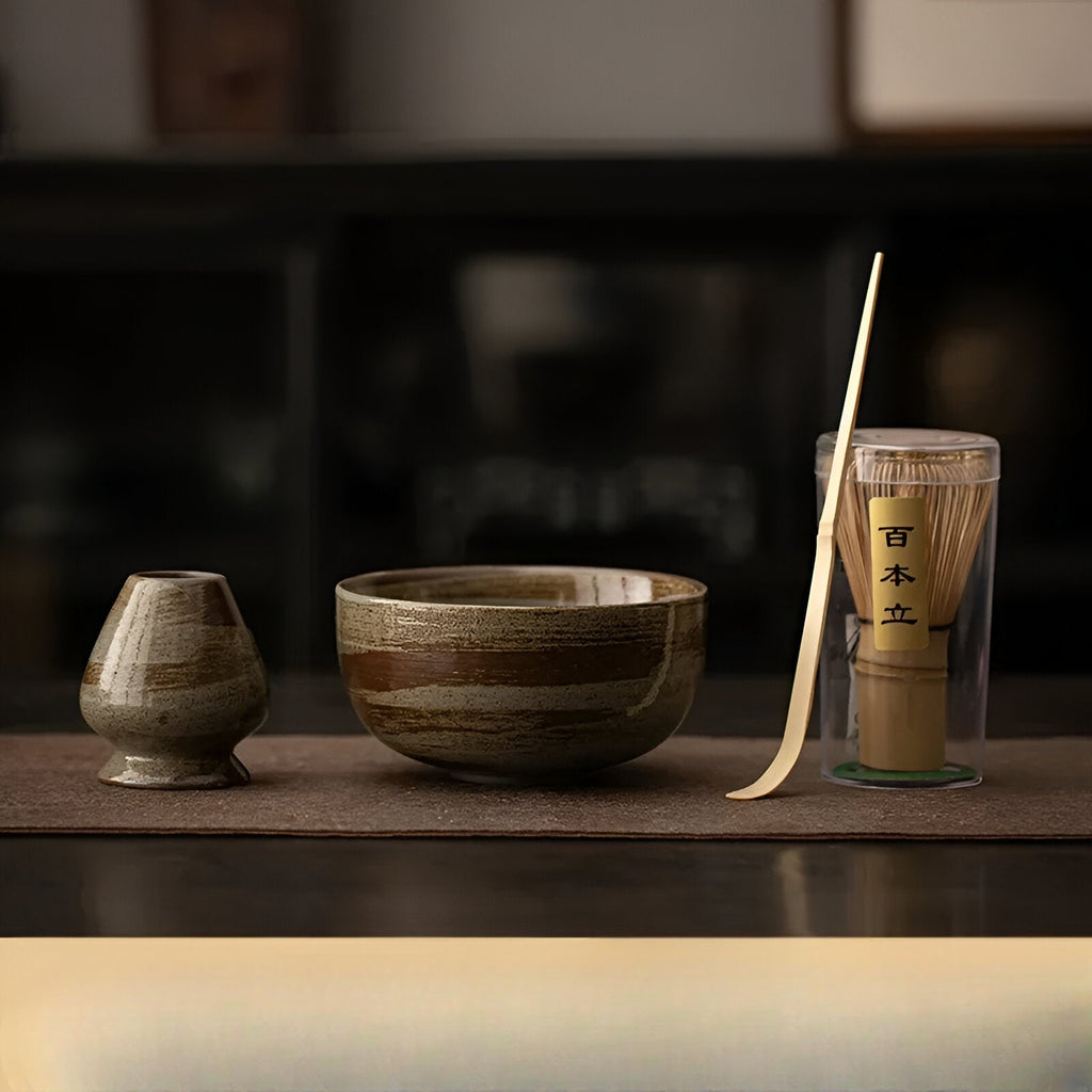 4-Piece Matcha Tea Set with Bamboo Whisk | Perfect for Traditional Tea Ceremony