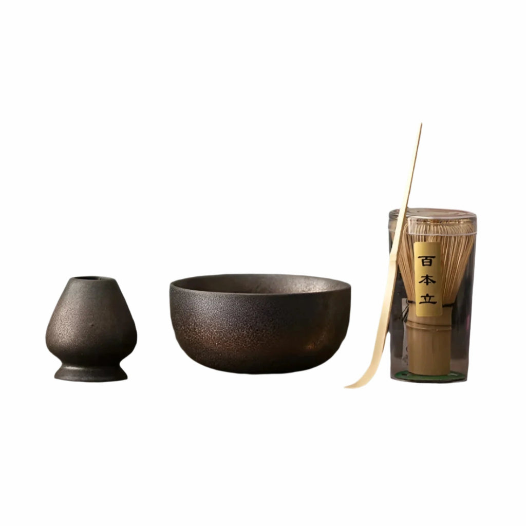 4-Piece Matcha Tea Set with Bamboo Whisk | Perfect for Traditional Tea Ceremony