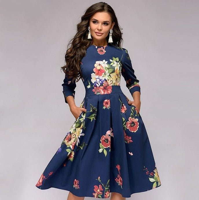 Ladies Floral Print Wedding Guest Dress | Midi