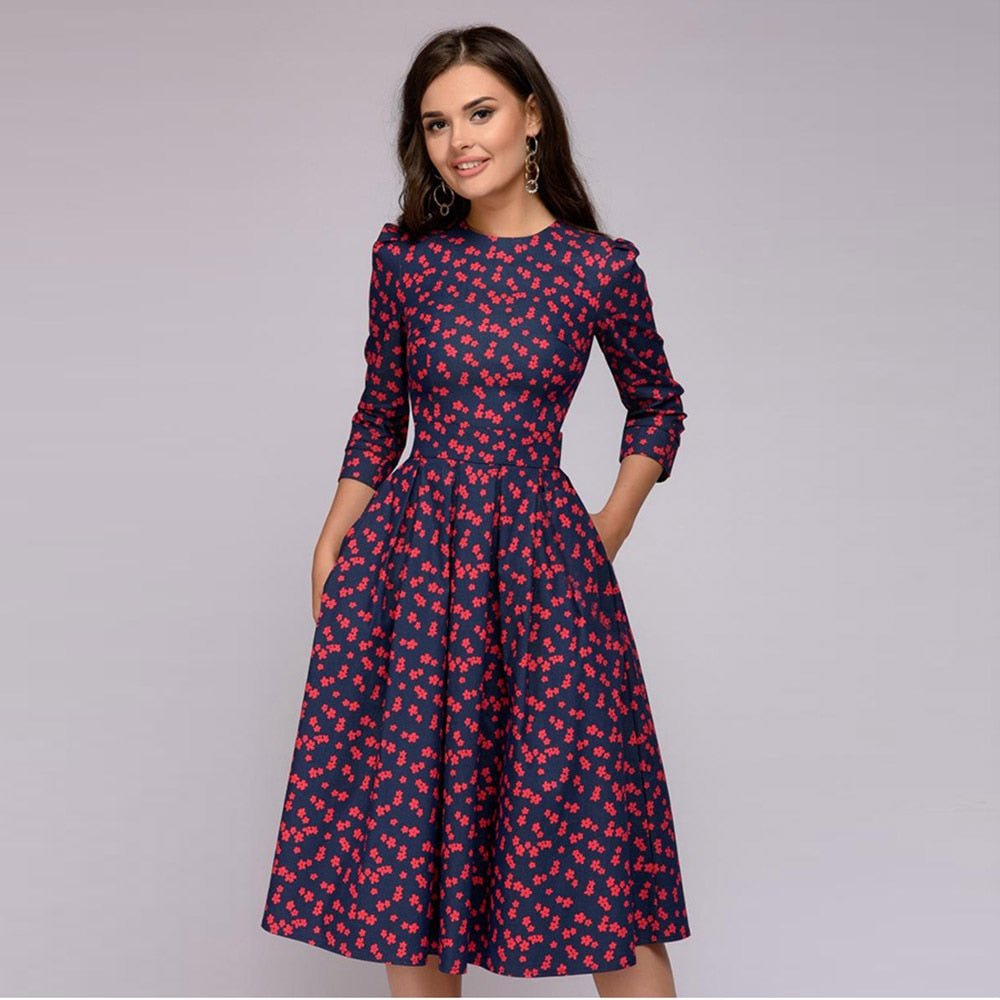 Ladies Floral Print Wedding Guest Dress | Midi