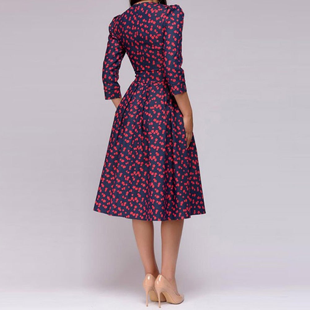 Ladies Floral Print Wedding Guest Dress | Midi