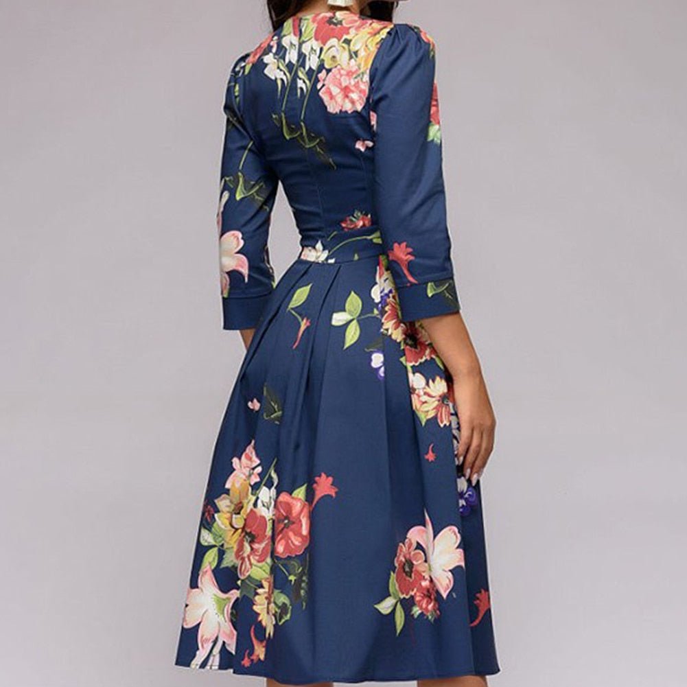 Ladies Floral Print Wedding Guest Dress | Midi