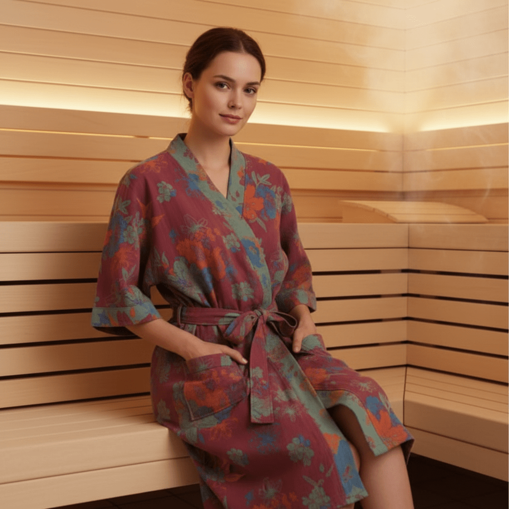 Breathable Comfort Organic Cotton Kimono Bathrobe