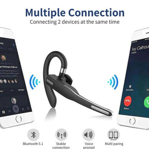 Dual Microphone Wireless Bluetooth 5.1 Noise-Cancelling Trucker Headset/Earpiece