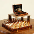 Foldable Portable Wooden Chess Set with Board and Pieces