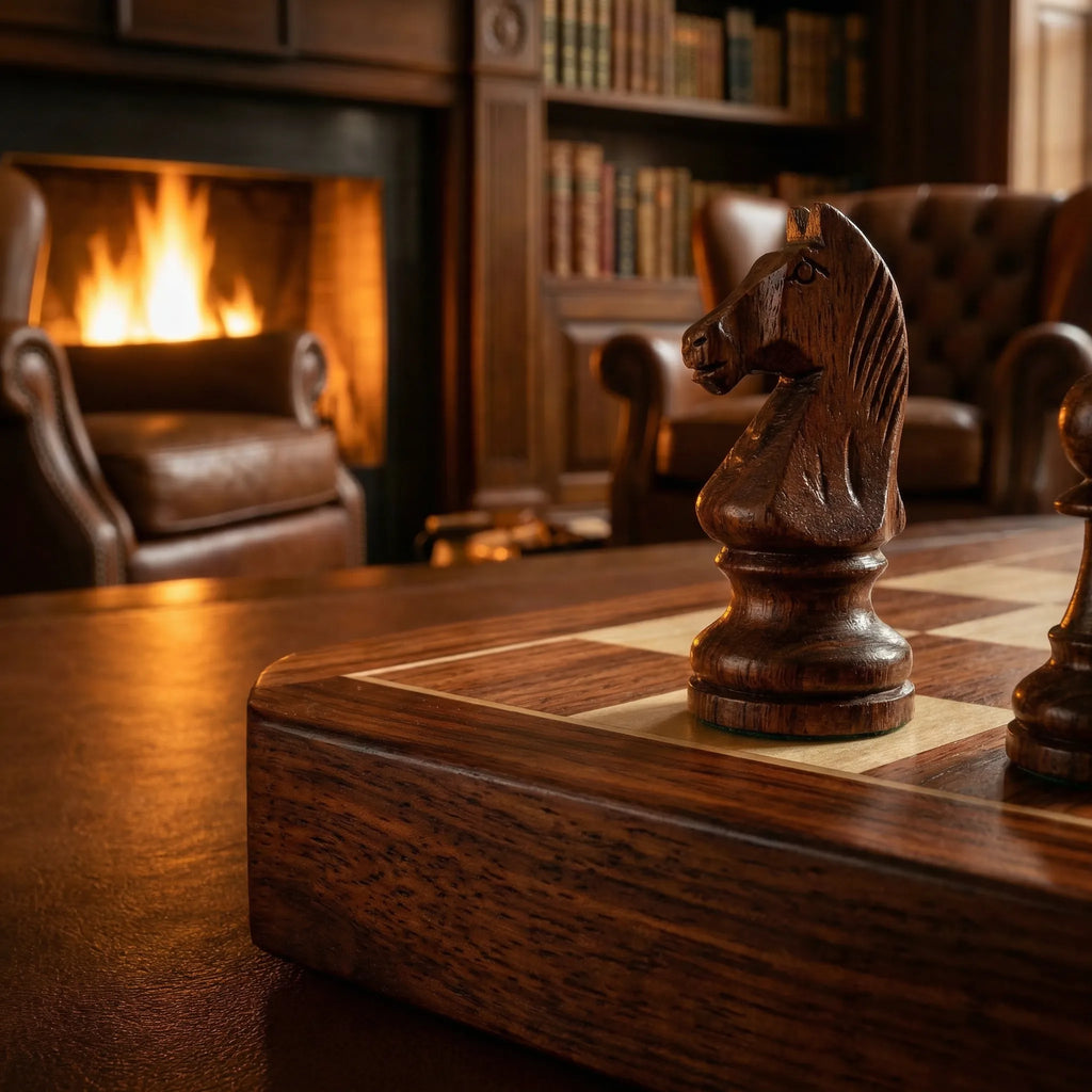 Foldable Portable Wooden Chess Set with Board and Pieces
