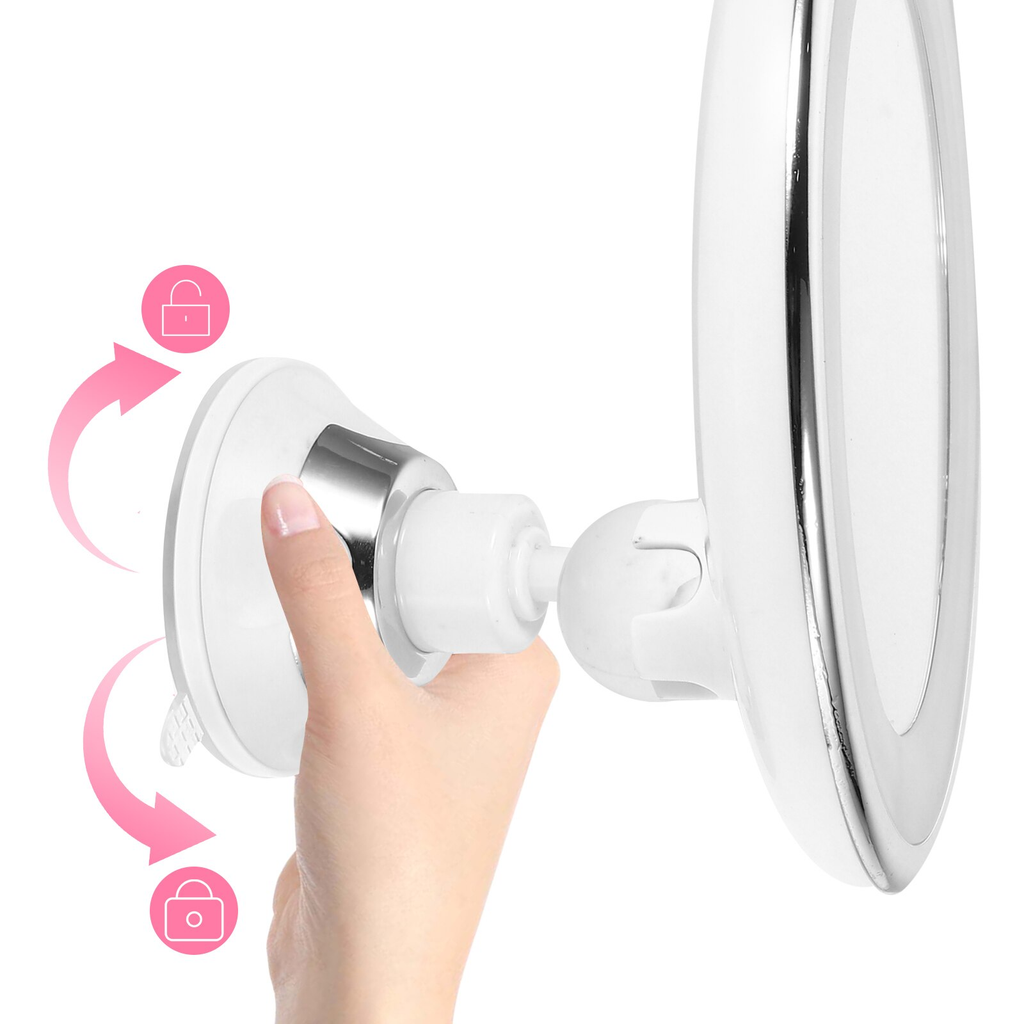 Lighted Round Makeup Mirror with 10x Magnification