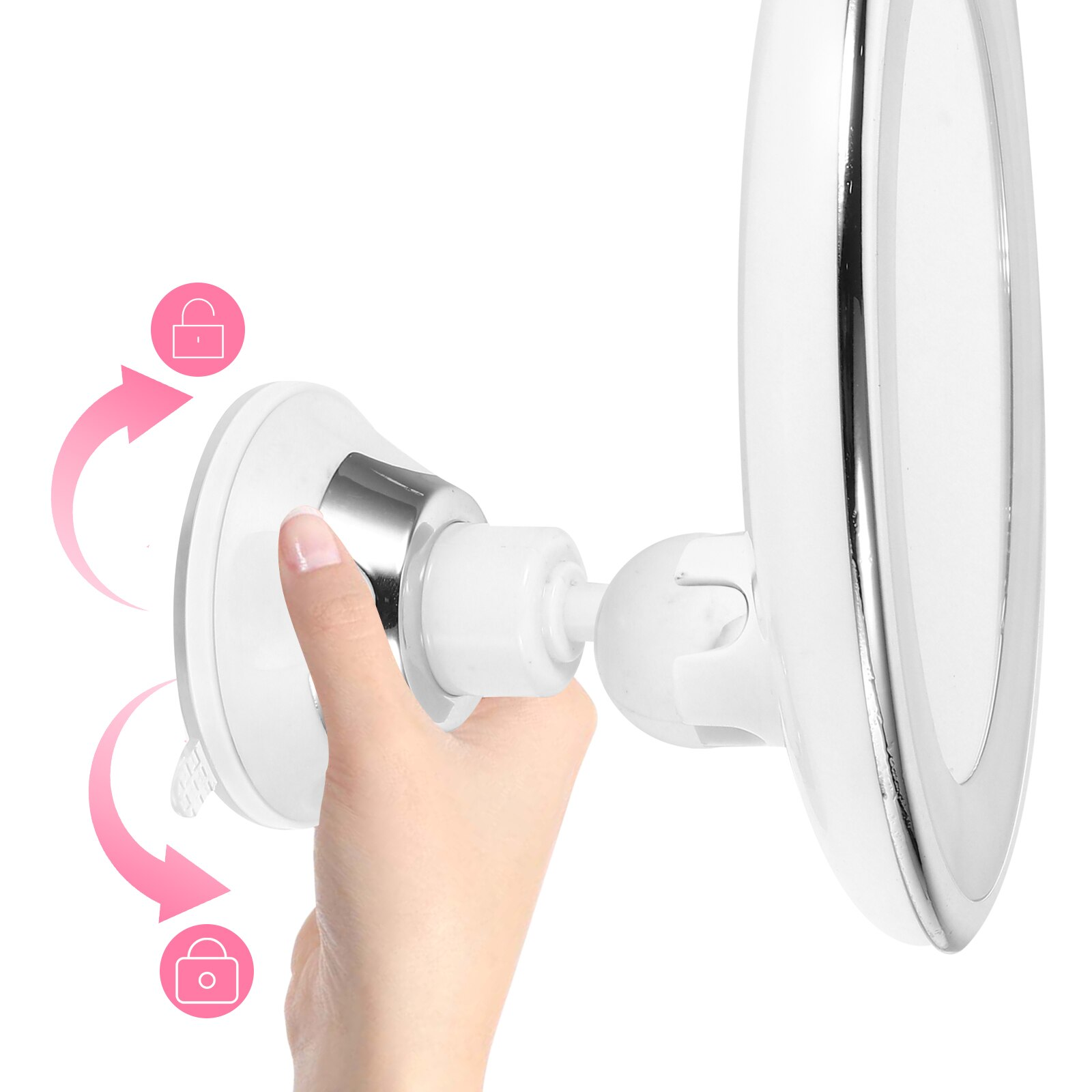 Lighted Round Makeup Mirror with 10x Magnification