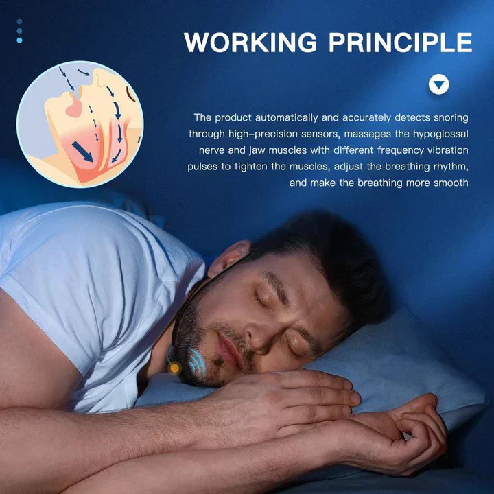 Rechargeable Portable Smart Anti-Snoring Device with EMS Pulse for Comfortable Sleep and Sleep Apnea Relief