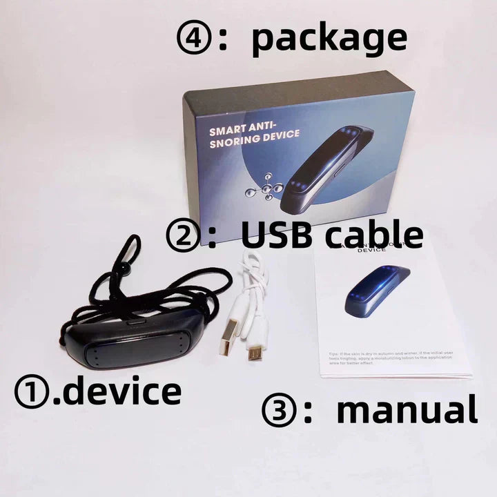 Rechargeable Portable Smart Anti-Snoring Device with EMS Pulse for Comfortable Sleep and Sleep Apnea Relief