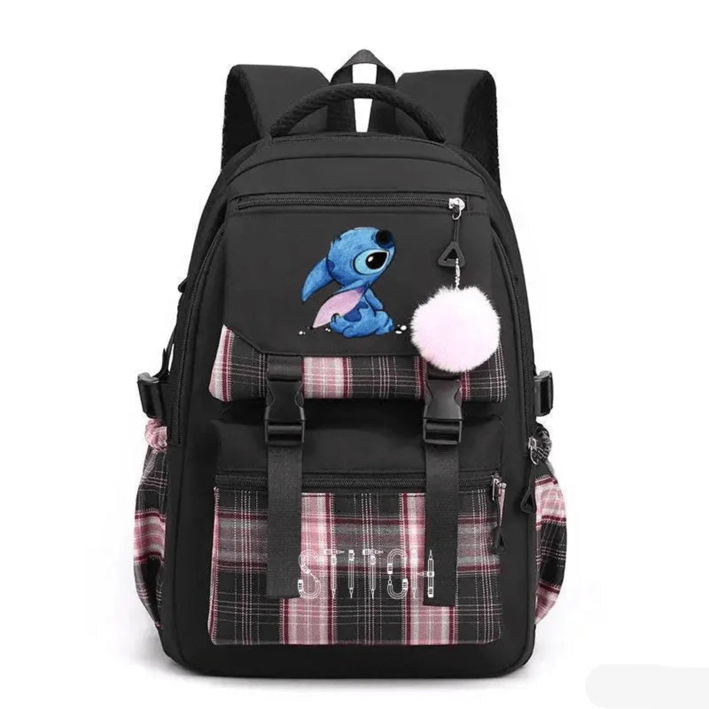 Roomy School Backpack with Stitch Pattern