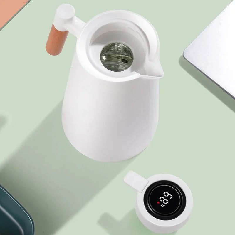 Insulated 1 Liter Thermal Carafe with Temperature Display for Coffee and Tea