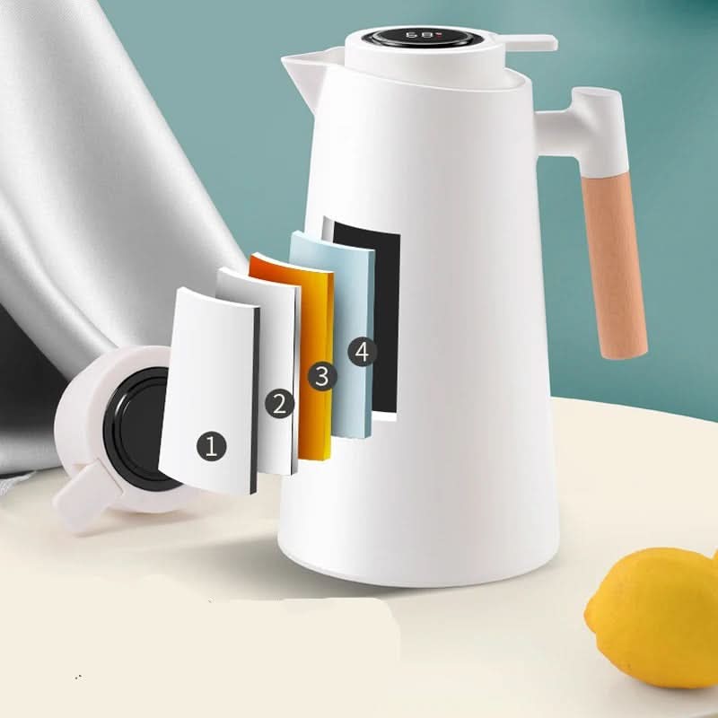 Insulated 1 Liter Thermal Carafe with Temperature Display for Coffee and Tea