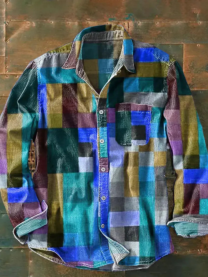 Men's Vintage Checkered Shirt | Long Sleeve