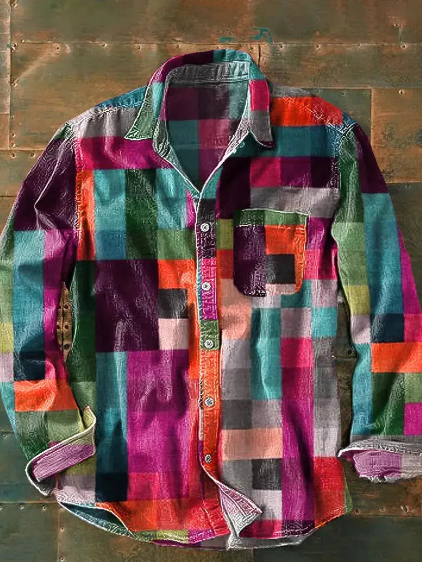 Men's Vintage Checkered Shirt | Long Sleeve