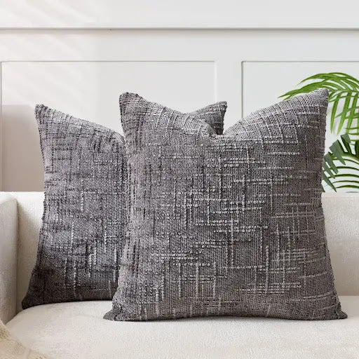 Solid Color Chenille Decorative Cushion with Bamboo Texture for Sofa and Bedroom