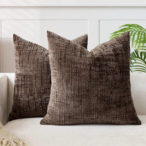 Solid Color Chenille Decorative Cushion with Bamboo Texture for Sofa and Bedroom