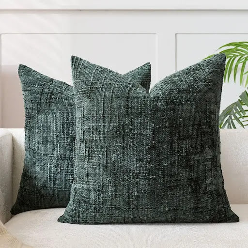 Solid Color Chenille Decorative Cushion with Bamboo Texture for Sofa and Bedroom