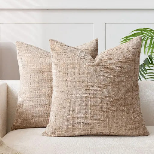 Solid Color Chenille Decorative Cushion with Bamboo Texture for Sofa and Bedroom