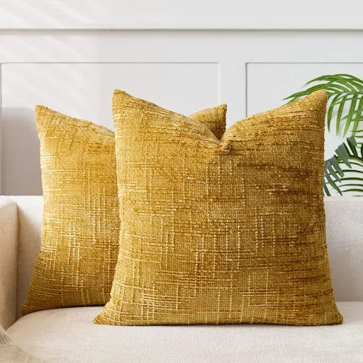Solid Color Chenille Decorative Cushion with Bamboo Texture for Sofa and Bedroom