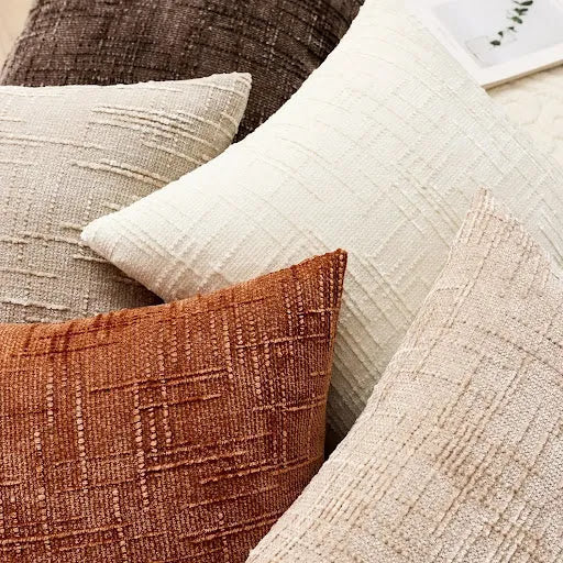 Solid Color Chenille Decorative Cushion with Bamboo Texture for Sofa and Bedroom