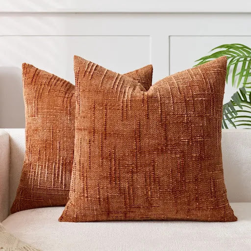 Solid Color Chenille Decorative Cushion with Bamboo Texture for Sofa and Bedroom