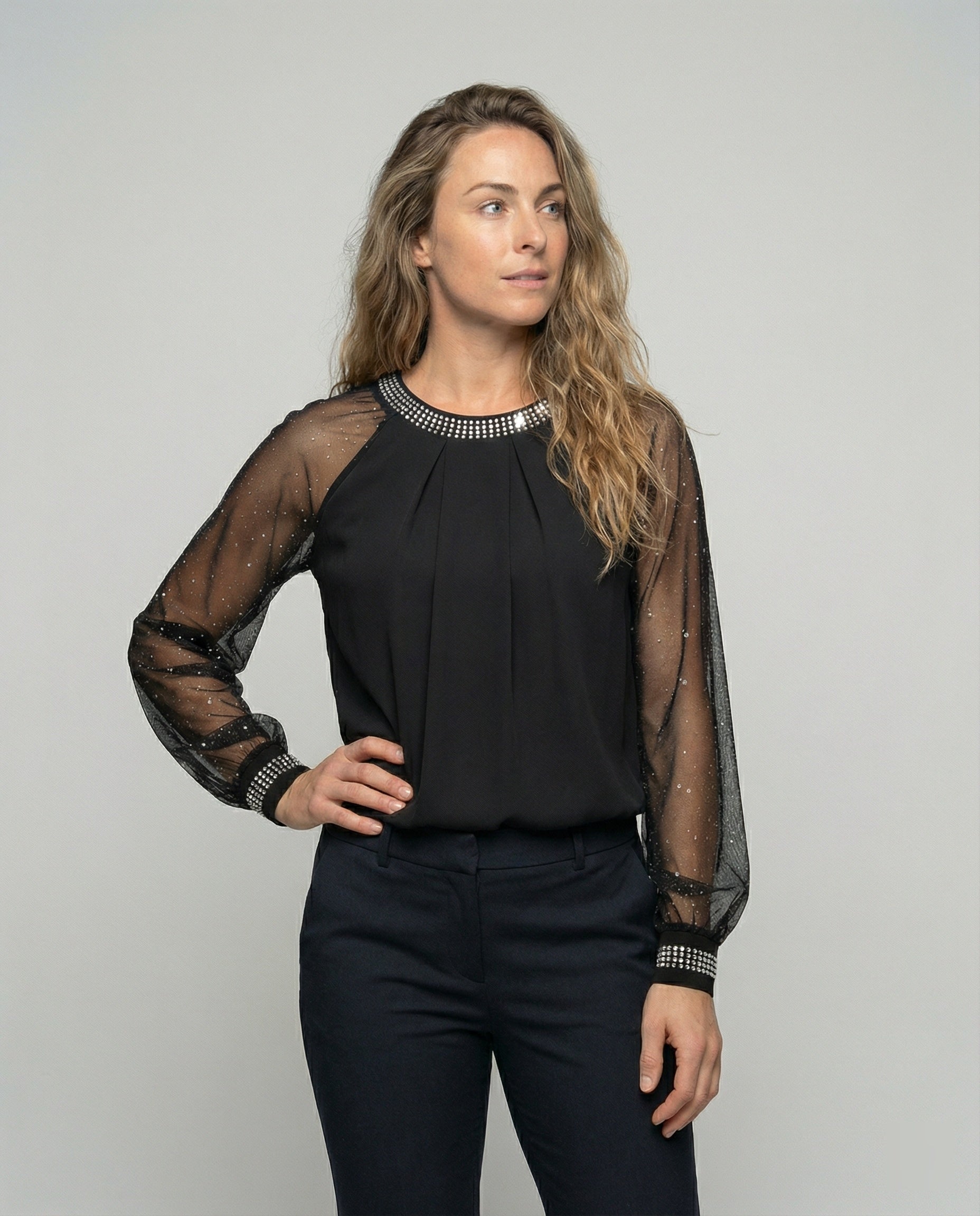 Ladies Black Formal Blouse | Long Sleeve