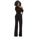 Women's One-Shoulder Wide Leg Jumpsuit | with Waist Belt